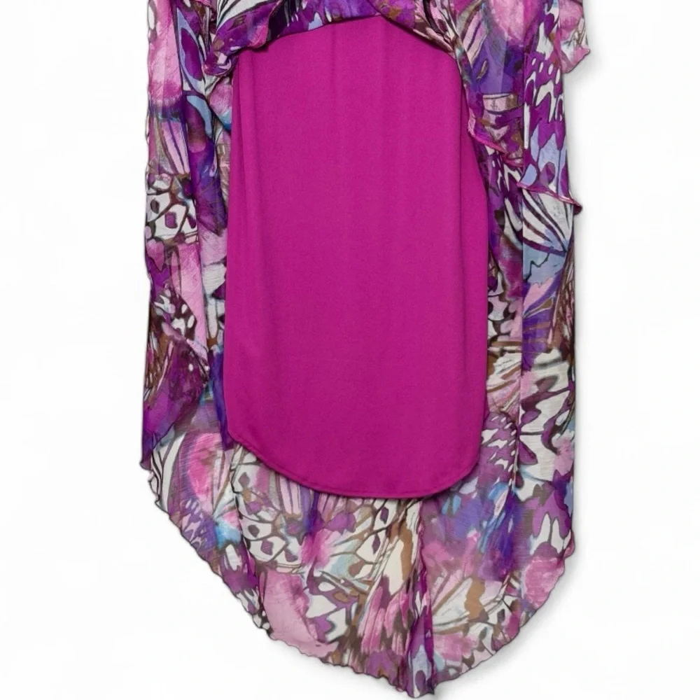 Rabbit Rabbit Rabbit Purple Floral Asymmetrical Dress V-Neck Fit Flare Sz 12 - Picture 8 of 14